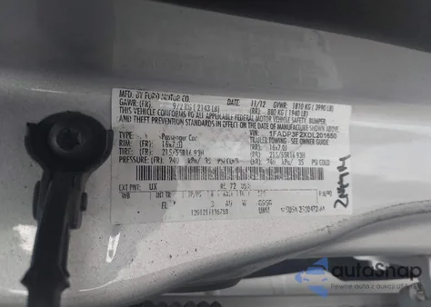 2013 Ford Focus Se z USA, uszkodzony, nr VIN 1FADP3F2XDL201650